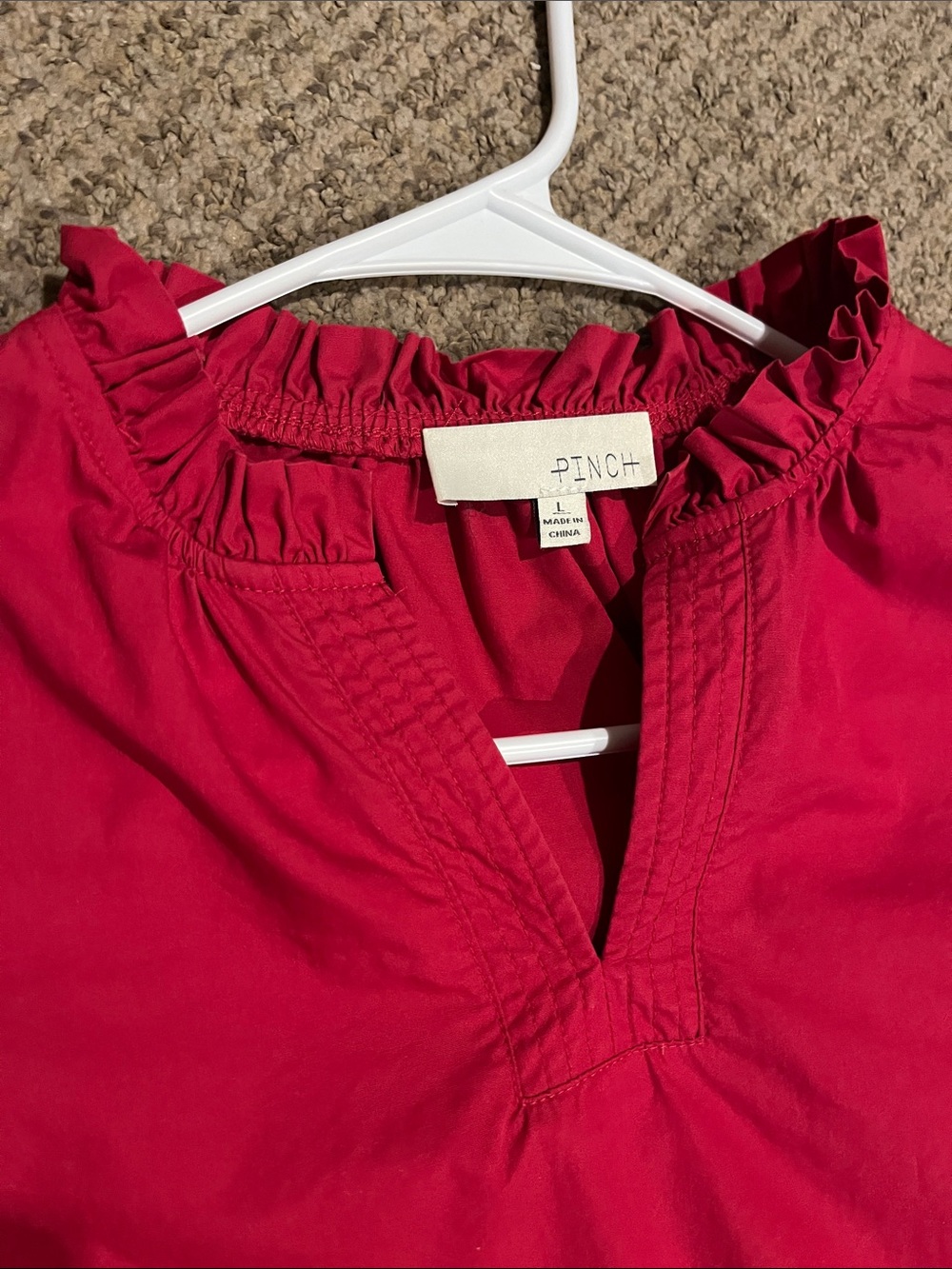 Pinch Red Ruffle Puff Sleeve Blouse - Picture 3 of 5